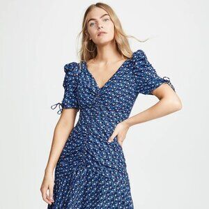 C/MEO Collective Sanguine Ditsy Floral Midi Dress in Blue Size S